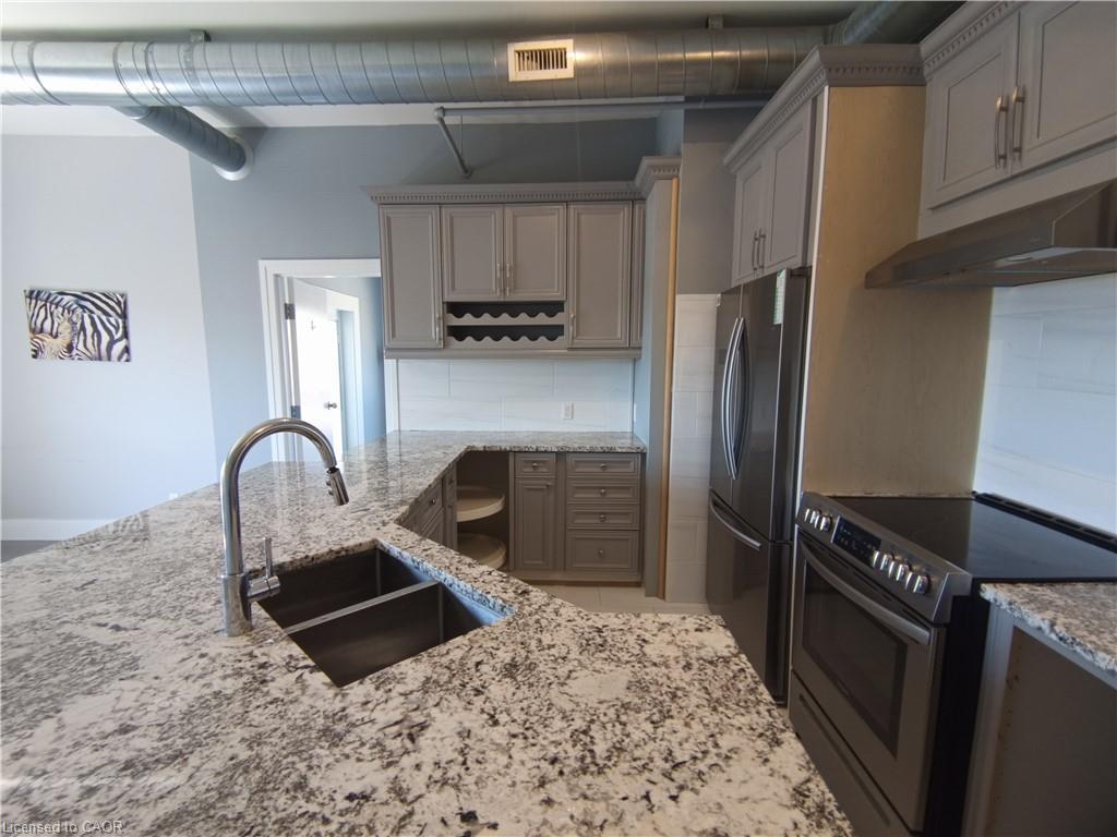 412-150 Colborne Street, Brantford, ON - Indoor Photo Showing Kitchen With Double Sink