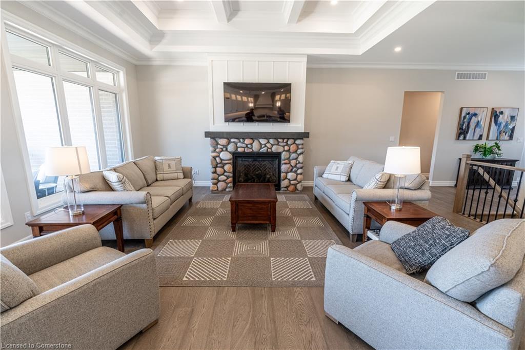 15 Hudson Drive, Brantford, ON - Indoor Photo Showing Living Room With Fireplace