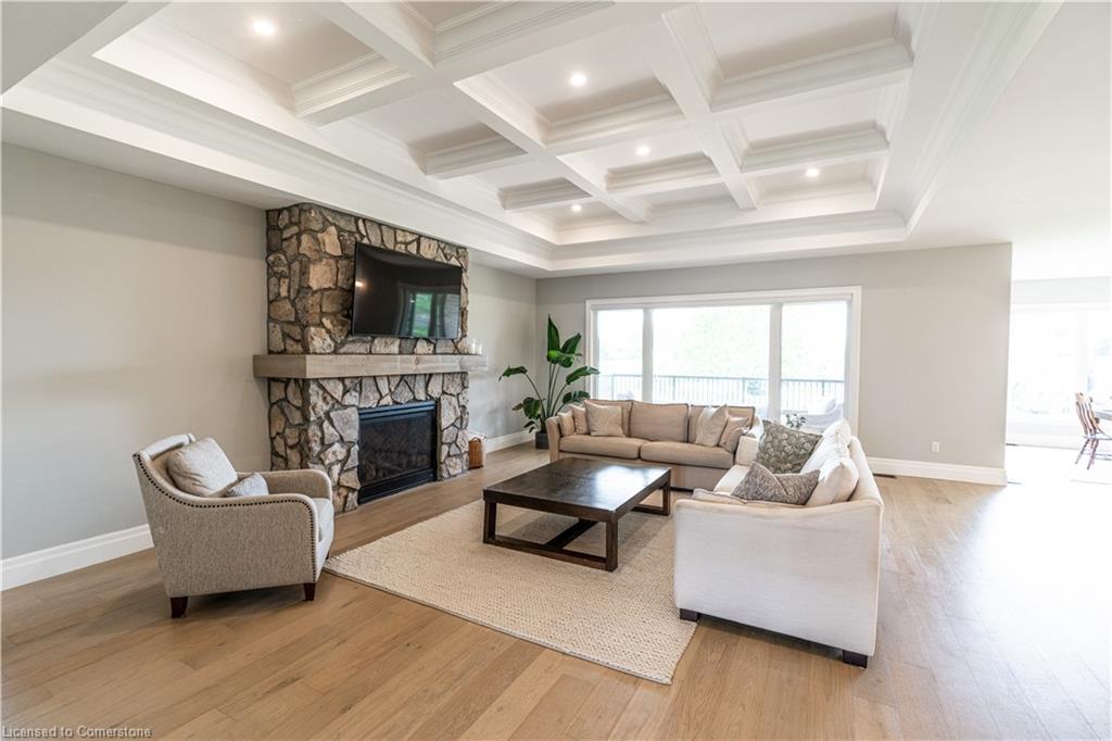 21 Hudson Drive, Brantford, ON - Indoor Photo Showing Living Room With Fireplace