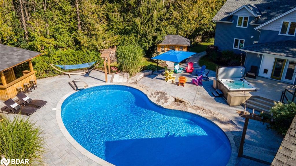 112 Lakeshore Road W, Oro-Medonte, ON - Outdoor With In Ground Pool With Backyard