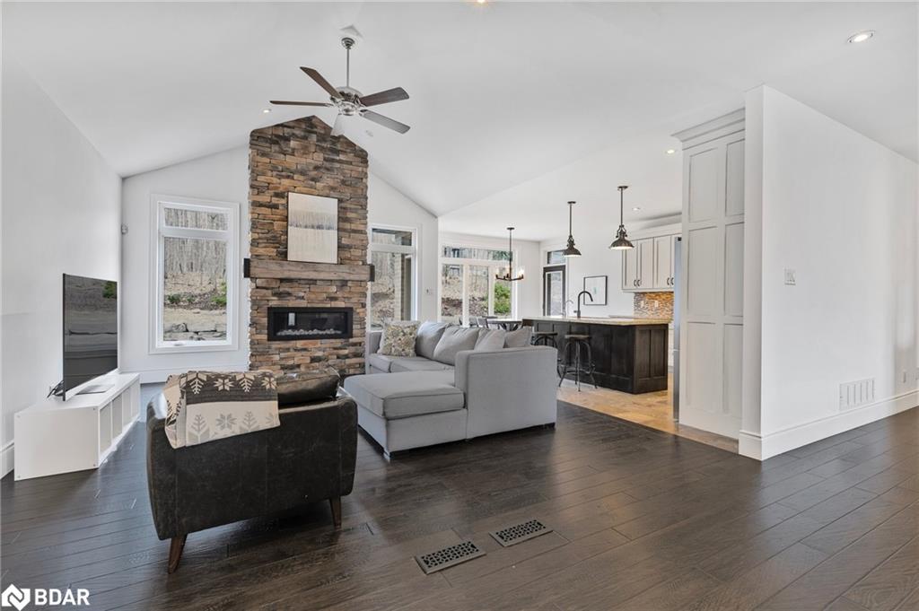 25 Heron Boulevard, Springwater, ON - Indoor Photo Showing Living Room With Fireplace