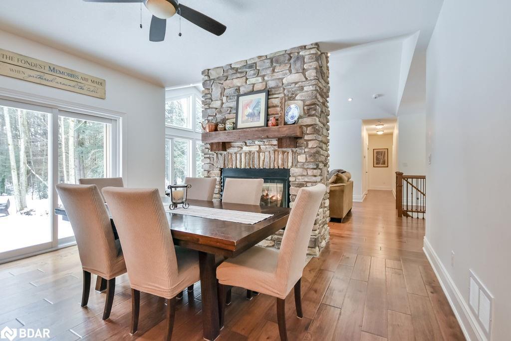 22 Marni Lane, Phelpston, ON - Indoor Photo Showing Dining Room With Fireplace