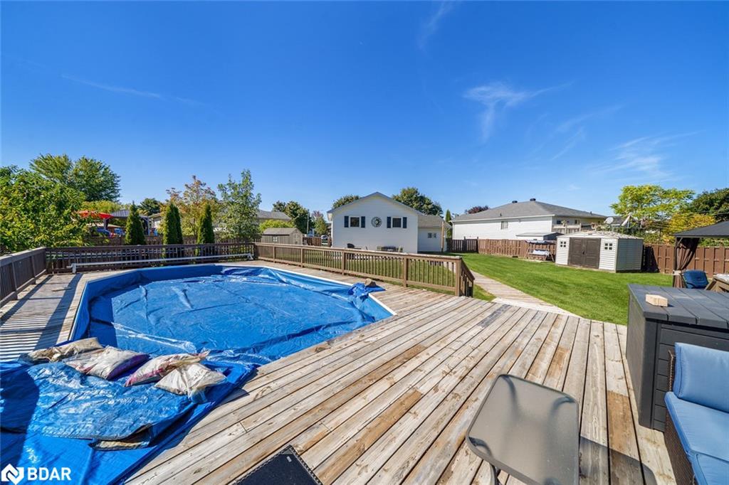 28 Keith Street, Orillia, ON - Outdoor With Above Ground Pool With Deck Patio Veranda With Backyard