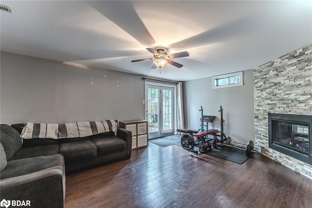 69 Fox Run, Barrie, ON - Indoor Photo Showing Living Room With Fireplace