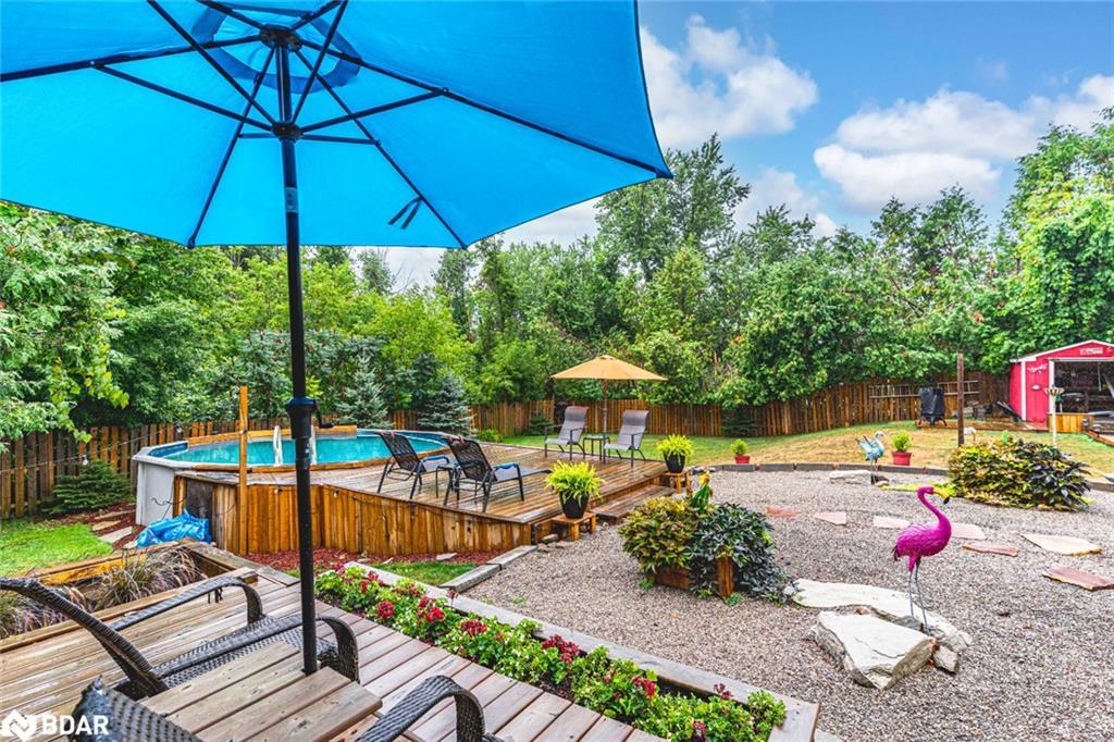 2447 Ridge Road W, Oro-Medonte, ON - Outdoor With Above Ground Pool With Deck Patio Veranda With Backyard