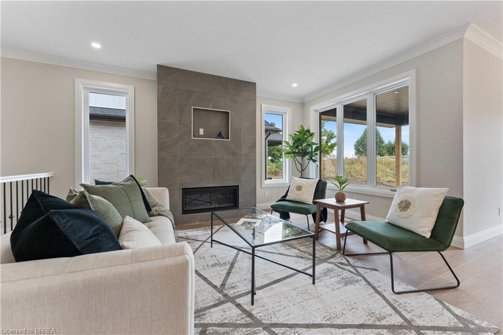 107 Judd Drive, Simcoe, ON - Indoor Photo Showing Living Room With Fireplace
