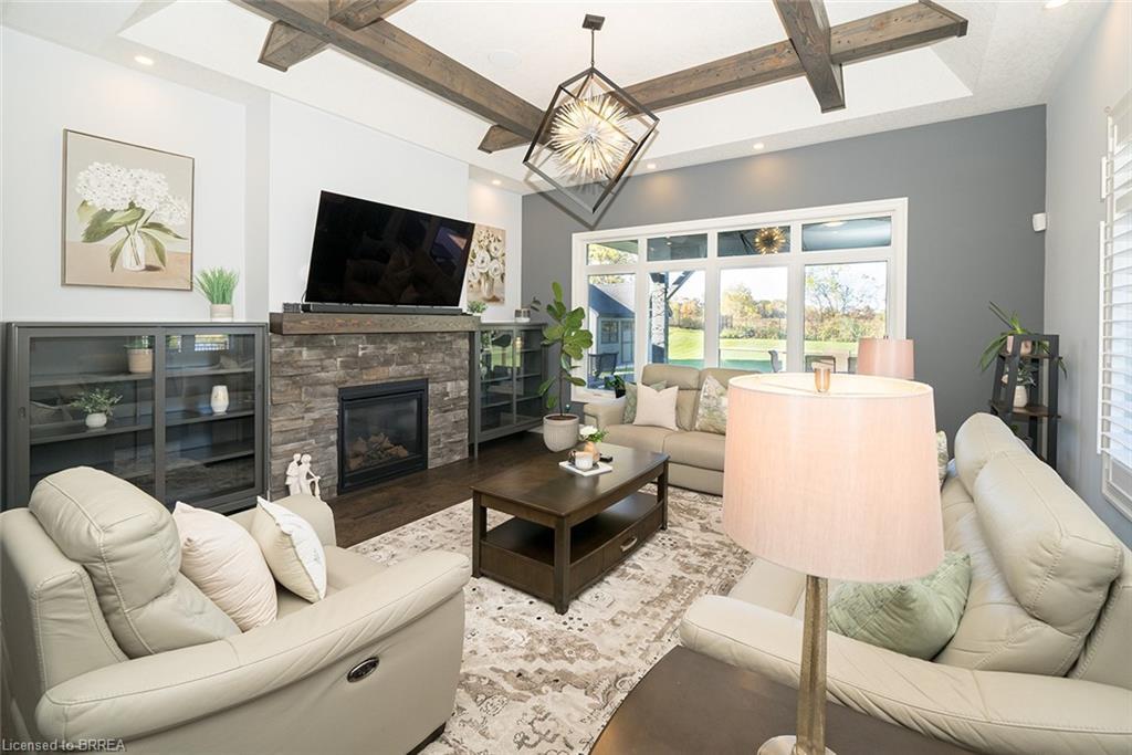 21 Tedley Boulevard, Brantford, ON - Indoor Photo Showing Living Room With Fireplace
