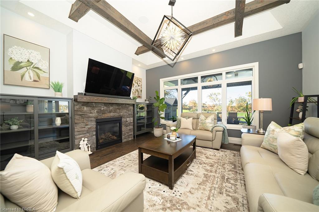 21 Tedley Boulevard, Brantford, ON - Indoor Photo Showing Living Room With Fireplace