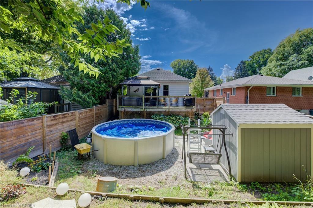 81 Strathcona Avenue, Brantford, ON - Outdoor With Above Ground Pool With Deck Patio Veranda