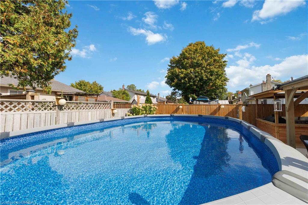 34 Sympatica Crescent, Brantford, ON - Outdoor With Above Ground Pool With Backyard