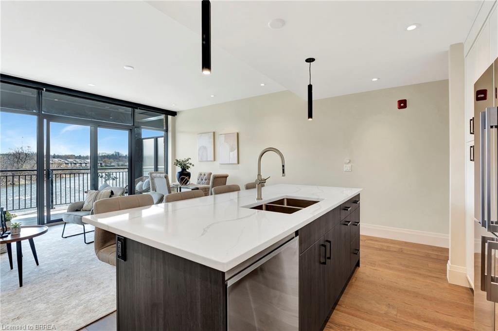 203-7 Grand River Street N, Paris, ON - Indoor Photo Showing Kitchen With Double Sink With Upgraded Kitchen