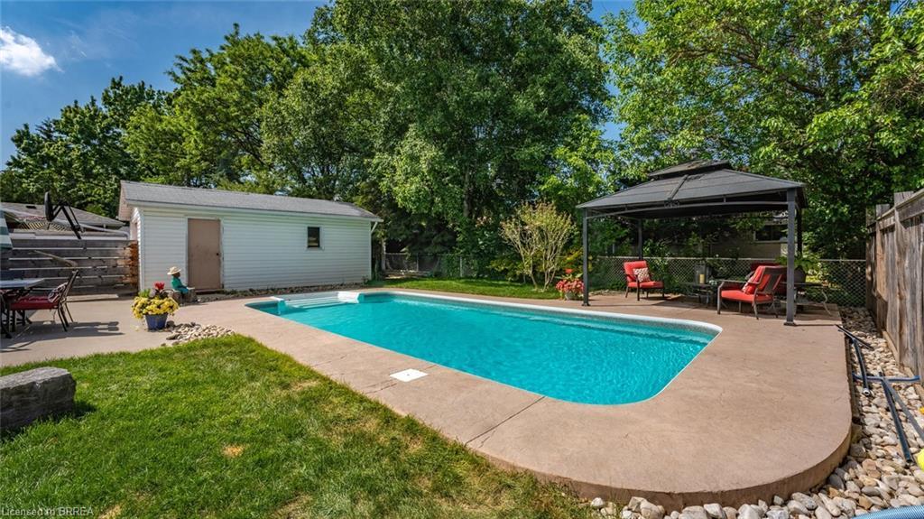 75 Pusey Boulevard, Brantford, ON - Outdoor With In Ground Pool With Backyard