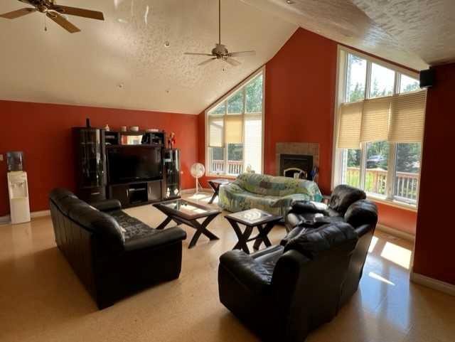 158 Poplar Drive Rr, Conklin, AB - Indoor Photo Showing Living Room With Fireplace