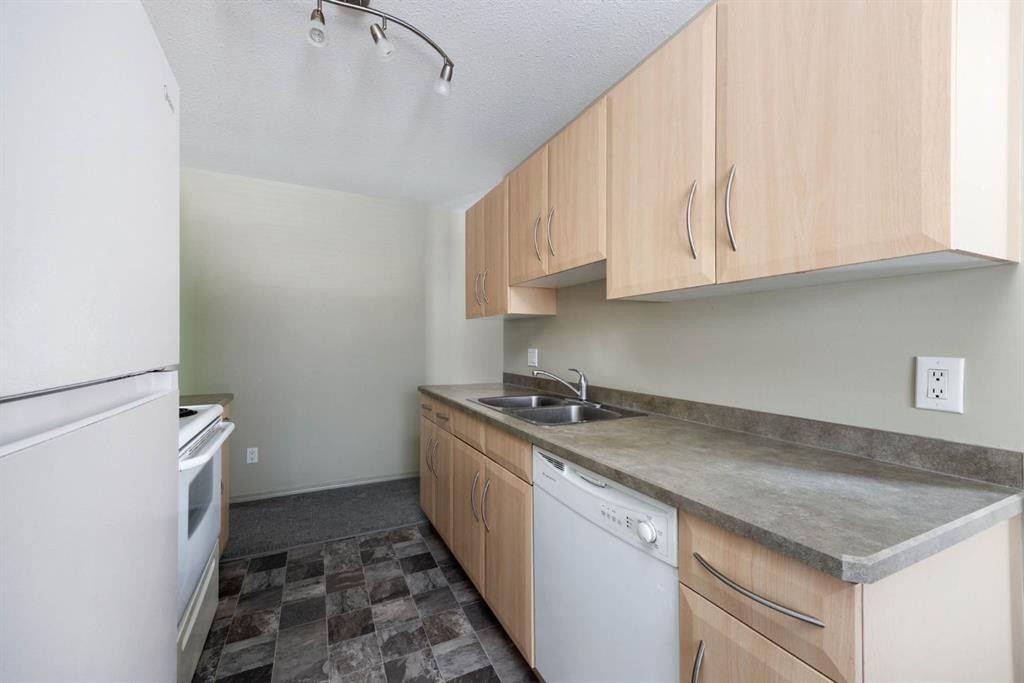 308-8219 Fraser Avenue, Fort Mcmurray, AB - Indoor Photo Showing Kitchen With Double Sink