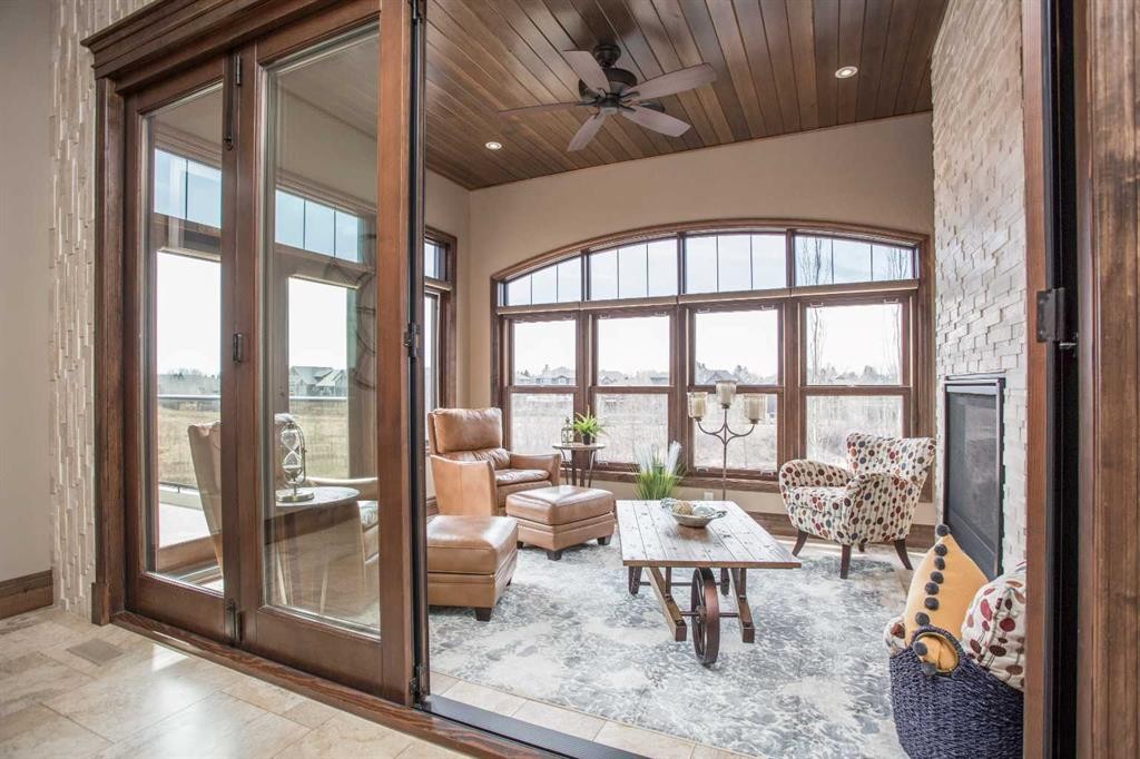 32 Sagewood Close, Red Deer, AB - Indoor Photo Showing Living Room With Fireplace
