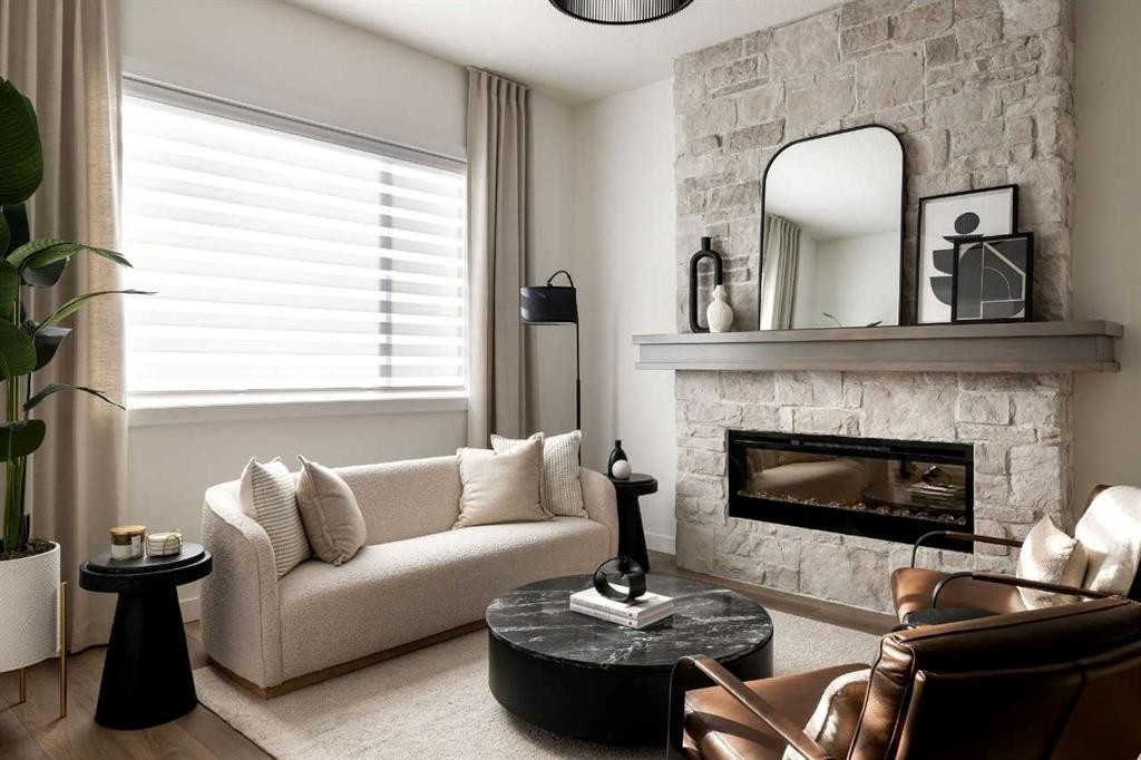 143 Creekview Avenue Sw, Calgary, AB - Indoor Photo Showing Living Room With Fireplace
