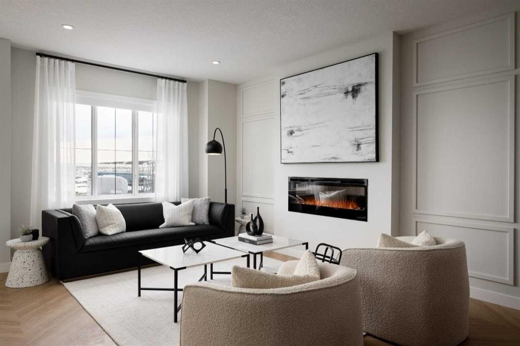 248 Verbena Common Sw, Calgary, AB - Indoor Photo Showing Living Room With Fireplace
