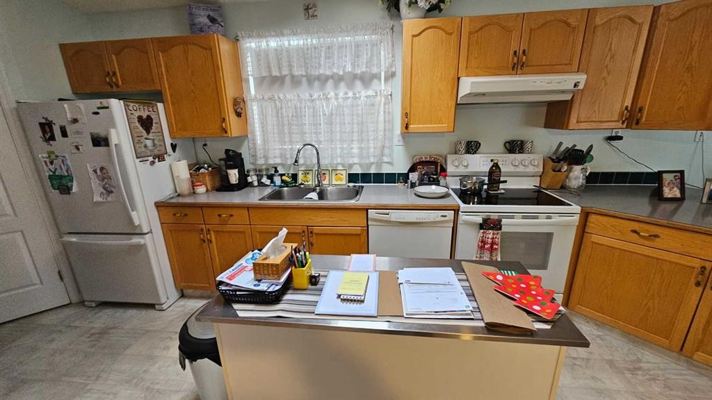 4467 Park Crescent, Coronation, AB - Indoor Photo Showing Kitchen With Double Sink