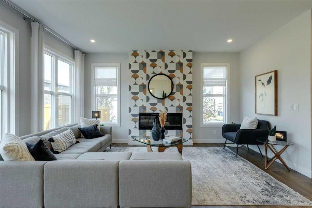 181 Mitchell Road Nw, Calgary, AB - Indoor Photo Showing Living Room With Fireplace