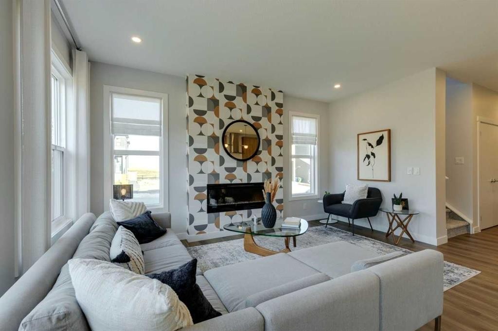 181 Mitchell Road Nw, Calgary, AB - Indoor Photo Showing Living Room With Fireplace
