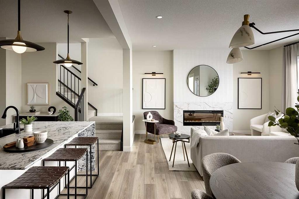 17 Amblefield View Nw, Calgary, AB - Indoor With Fireplace