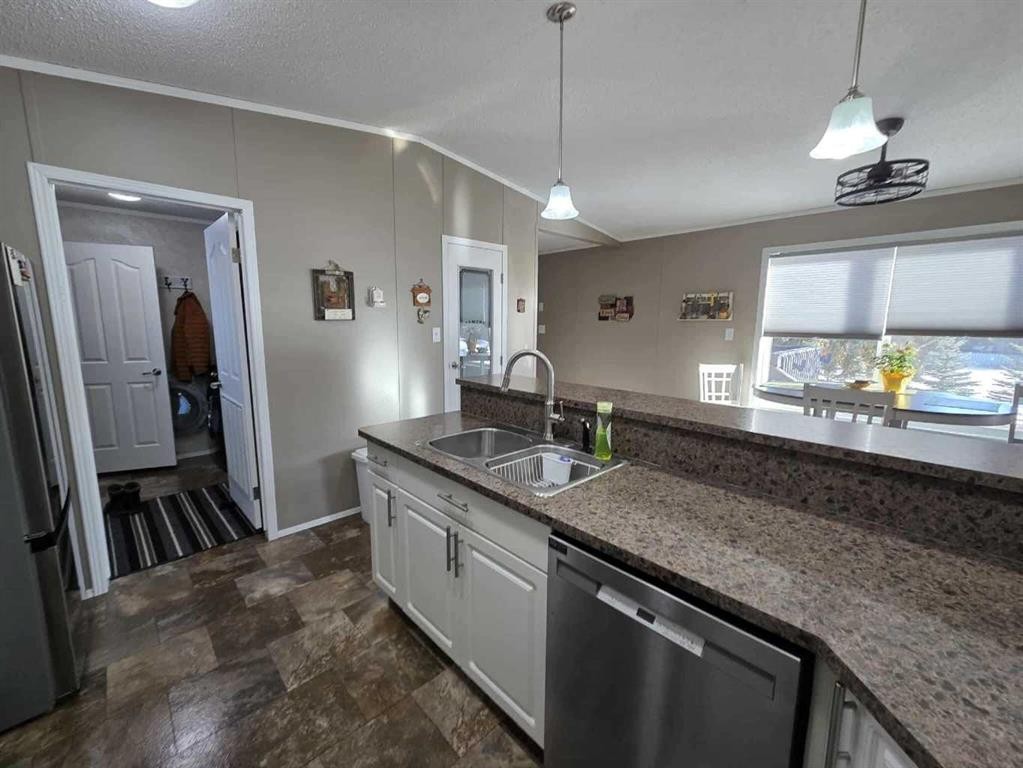 4916 49 Street, Botha, AB - Indoor Photo Showing Kitchen With Double Sink