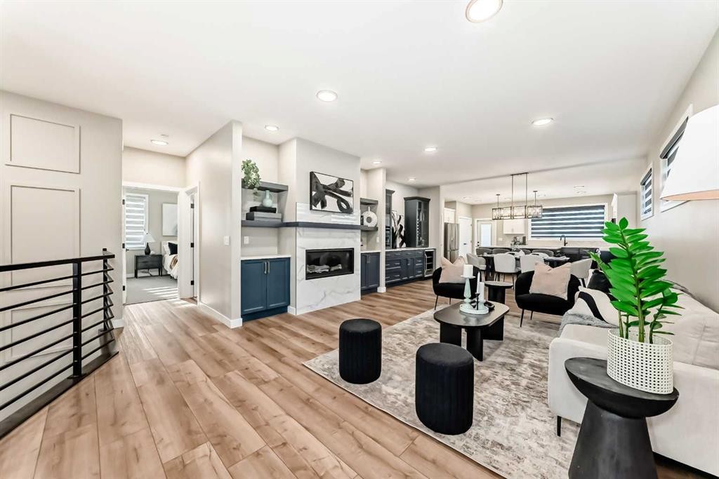 58 Mitchell Crescent, Blackfalds, AB - Indoor With Fireplace