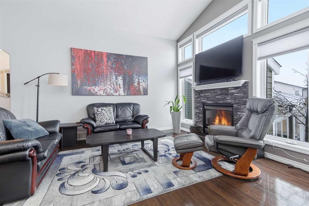 69 Turner Crescent, Red Deer, AB - Indoor Photo Showing Living Room With Fireplace