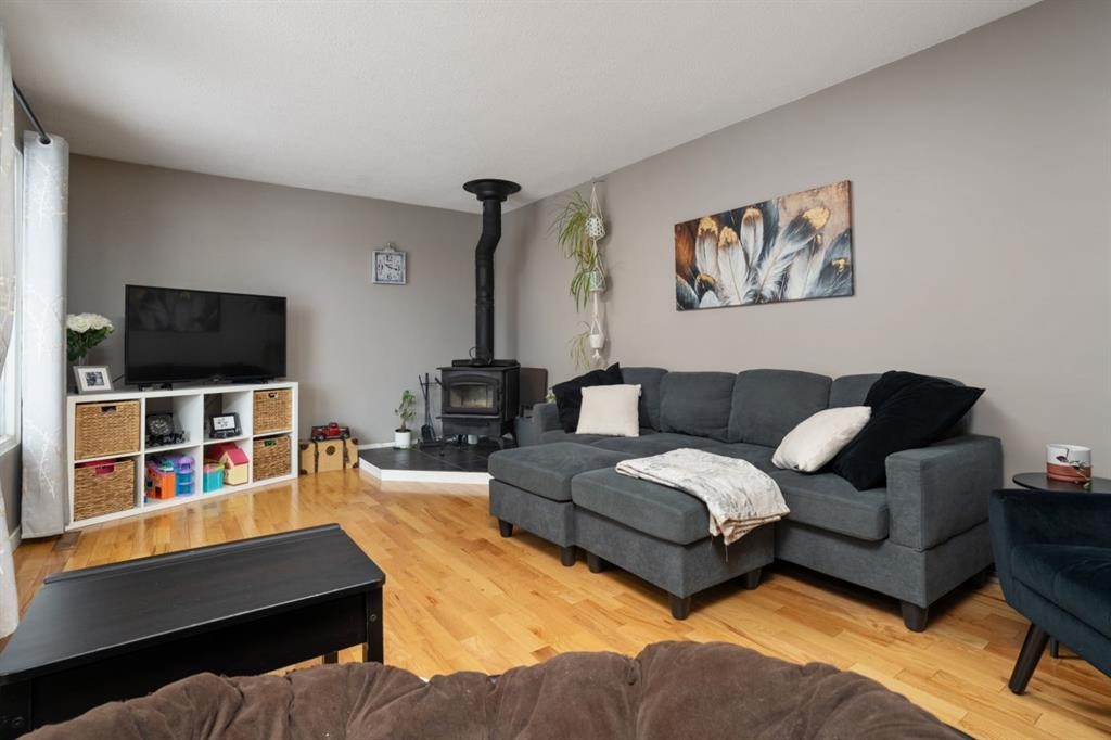 5402 52 Street, Bashaw, AB - Indoor Photo Showing Living Room With Fireplace