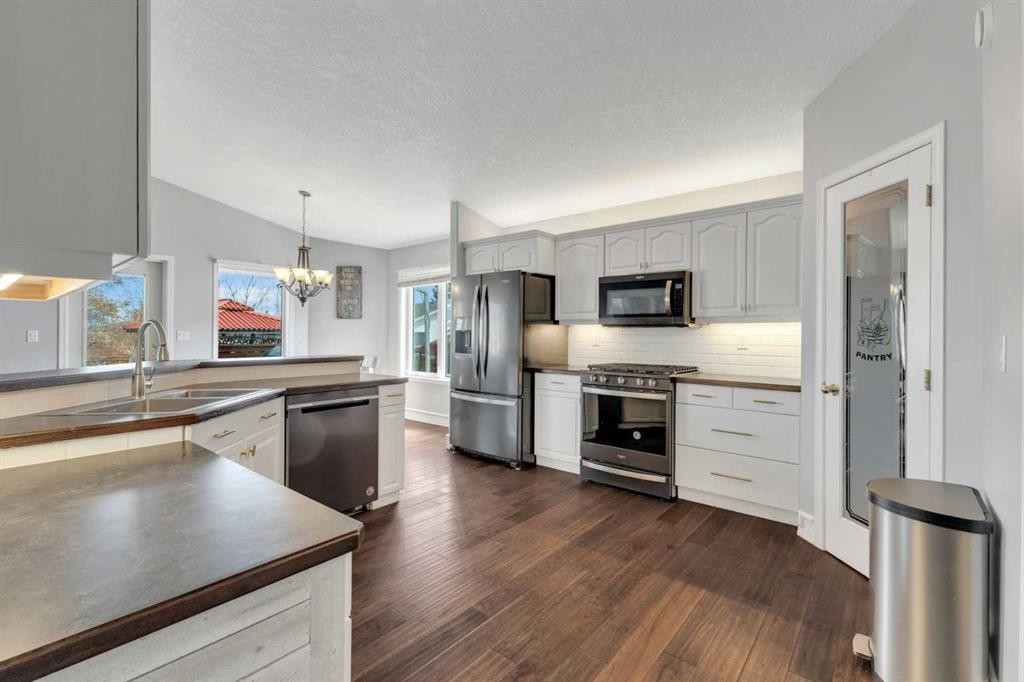 5508 49 Avenue, Alix, AB - Indoor Photo Showing Kitchen With Upgraded Kitchen