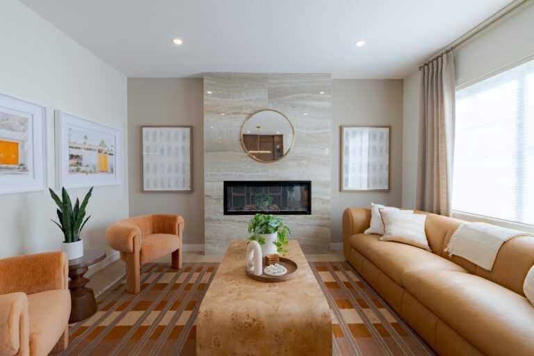 194 Drystone Way Nw, Calgary, AB - Indoor Photo Showing Living Room With Fireplace