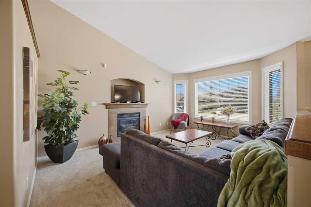 135 Issard Close, Red Deer, AB - Indoor Photo Showing Living Room With Fireplace