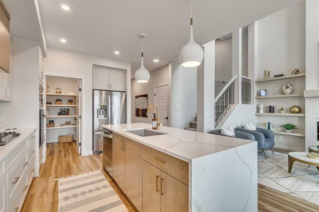 34 Amblefield Common Nw, Calgary, AB - Indoor Photo Showing Kitchen With Stainless Steel Kitchen With Upgraded Kitchen