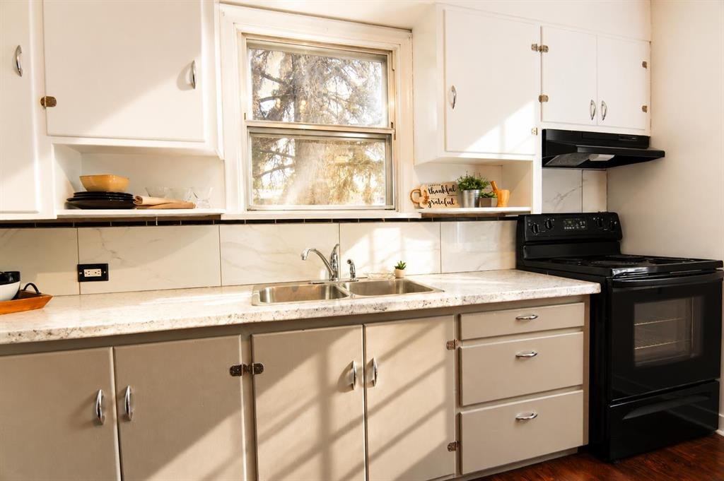 4732 52 Street, Sylvan Lake, AB - Indoor Photo Showing Kitchen With Double Sink