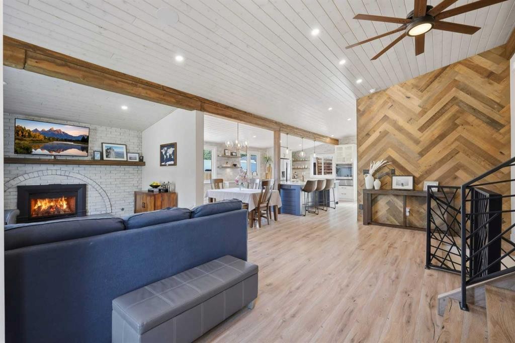 99 Piper Drive, Red Deer, AB - Indoor With Fireplace