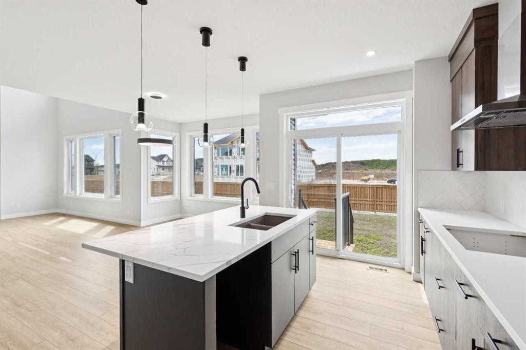 102 Bridgeport Landing, Chestermere, AB - Indoor Photo Showing Kitchen With Double Sink With Upgraded Kitchen