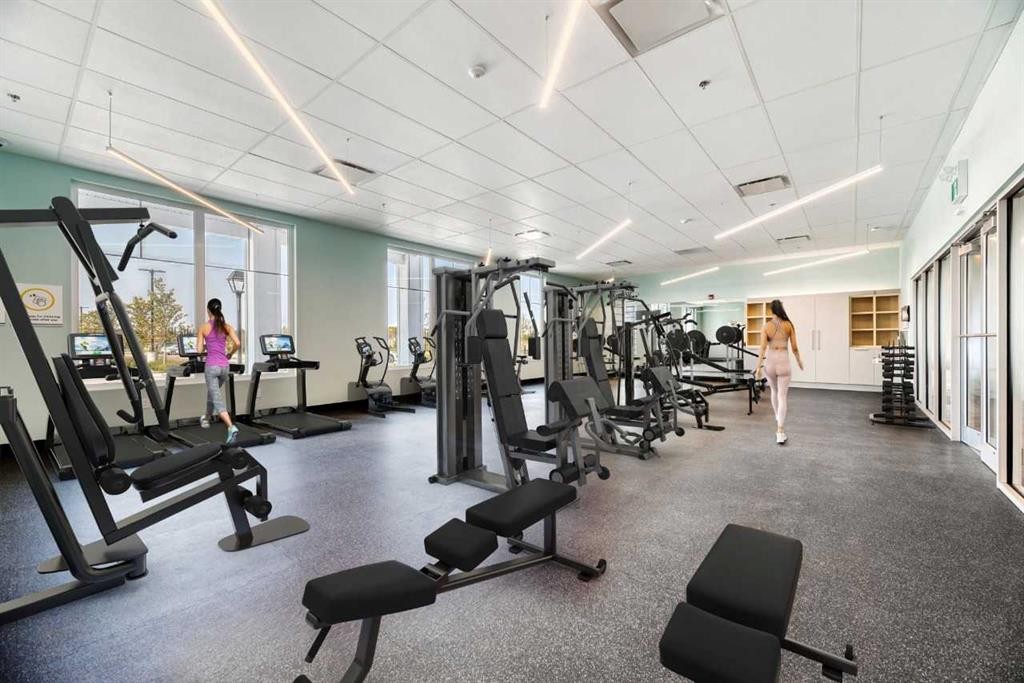 589 Clearwater Heath, Chestermere, AB - Indoor Photo Showing Gym Room