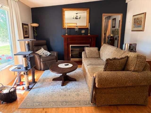 5412 49 A Avenue, Alix, AB - Indoor Photo Showing Living Room With Fireplace