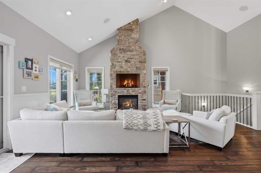 447 Summer Crescent, Rural Ponoka County, AB - Indoor Photo Showing Living Room With Fireplace