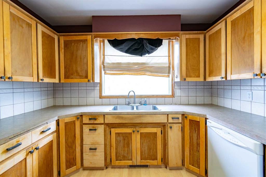 5005 53 Street, Castor, AB - Indoor Photo Showing Kitchen With Double Sink