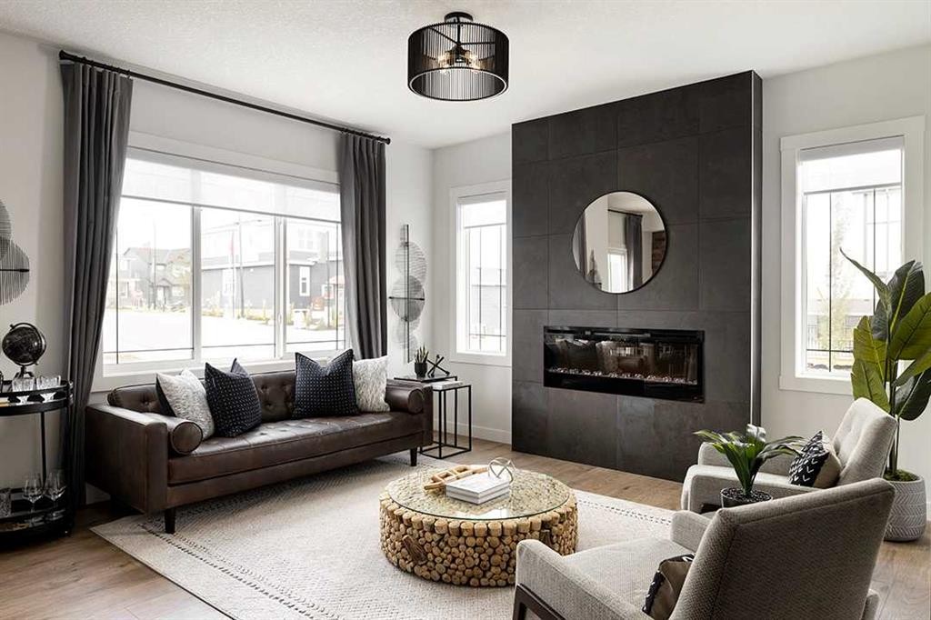 63 Annette Hill Nw, Calgary, AB - Indoor Photo Showing Living Room With Fireplace