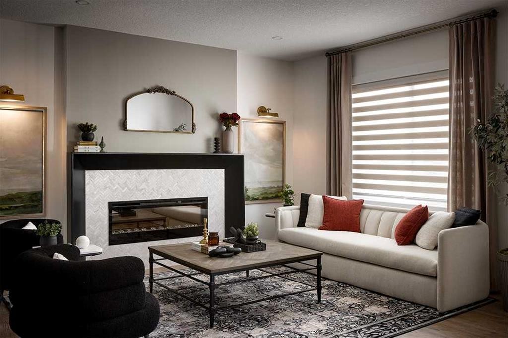 47 Marmot Grove Nw, Calgary, AB - Indoor Photo Showing Living Room With Fireplace