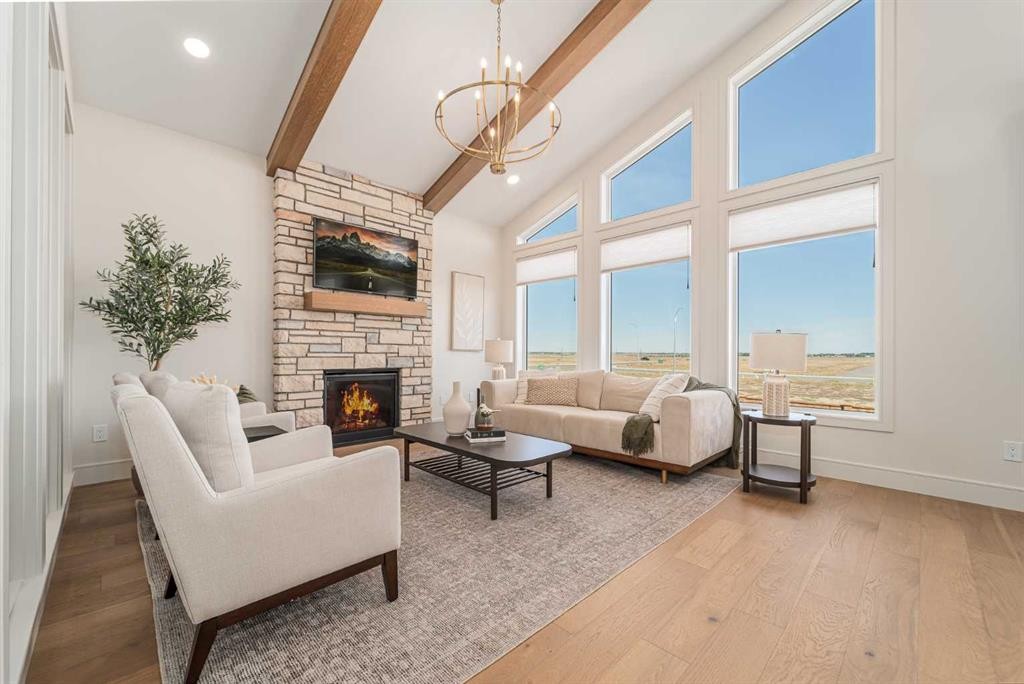 343 Blackwolf Boulevard North, Lethbridge, AB - Indoor Photo Showing Living Room With Fireplace
