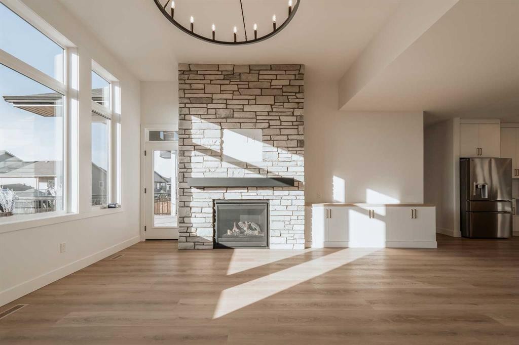 3076 21 Street, Coaldale, AB - Indoor Photo Showing Living Room With Fireplace