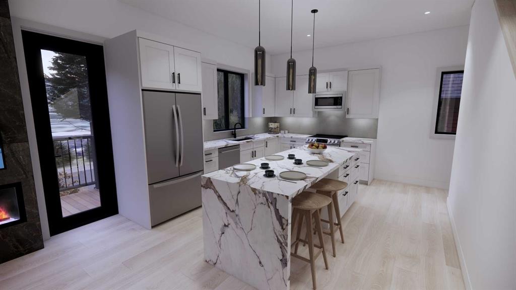 3-418 Muskrat Street, Banff, AB - Indoor Photo Showing Kitchen With Upgraded Kitchen