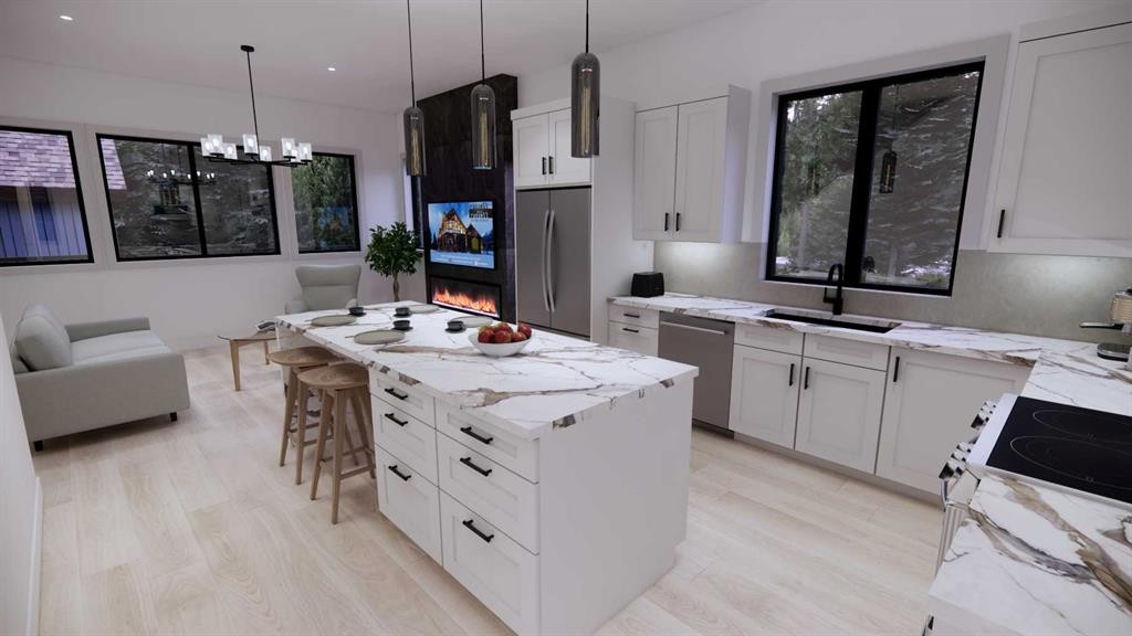 3-418 Muskrat Street, Banff, AB - Indoor Photo Showing Kitchen With Upgraded Kitchen