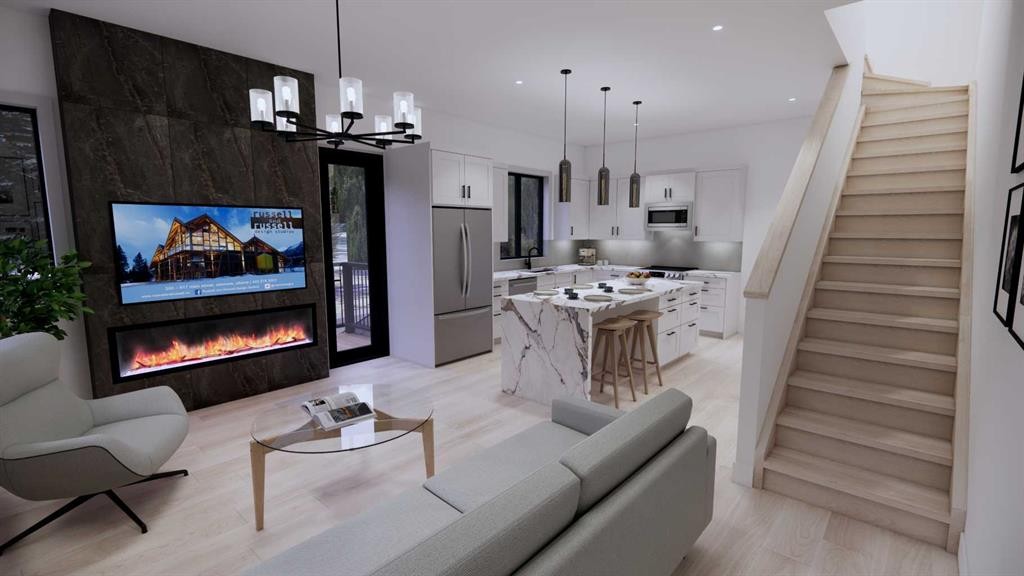 3-418 Muskrat Street, Banff, AB - Indoor Photo Showing Other Room With Fireplace