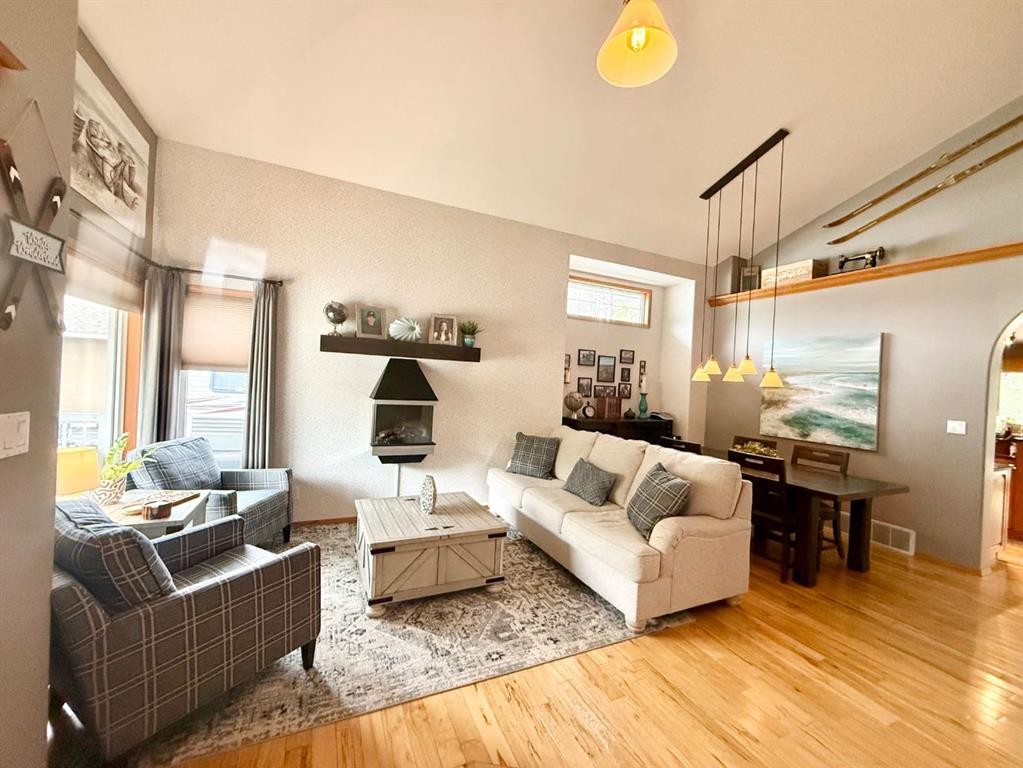 150 Hallam Drive, Hinton, AB - Indoor Photo Showing Living Room With Fireplace