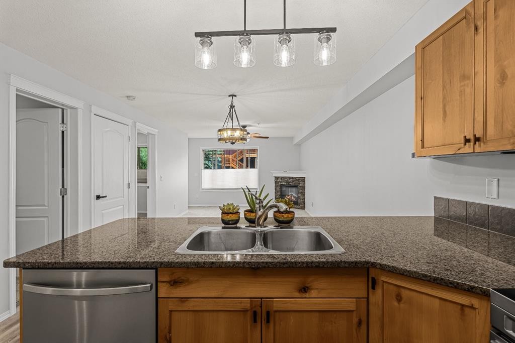 120-300 Palliser Lane, Canmore, AB - Indoor Photo Showing Kitchen With Double Sink