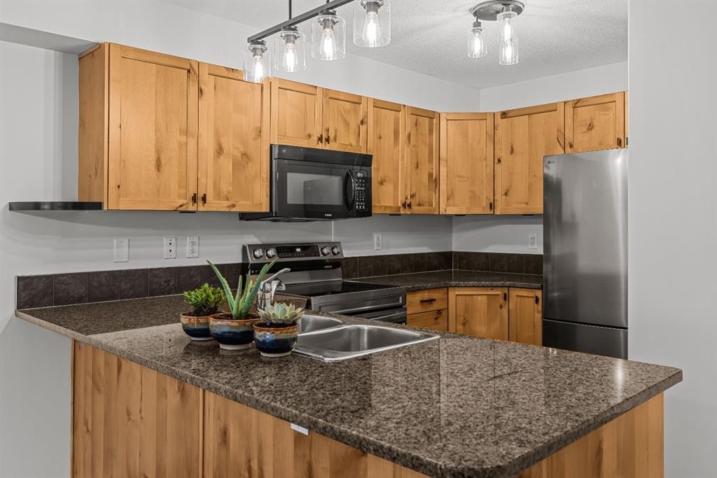 120-300 Palliser Lane, Canmore, AB - Indoor Photo Showing Kitchen With Double Sink